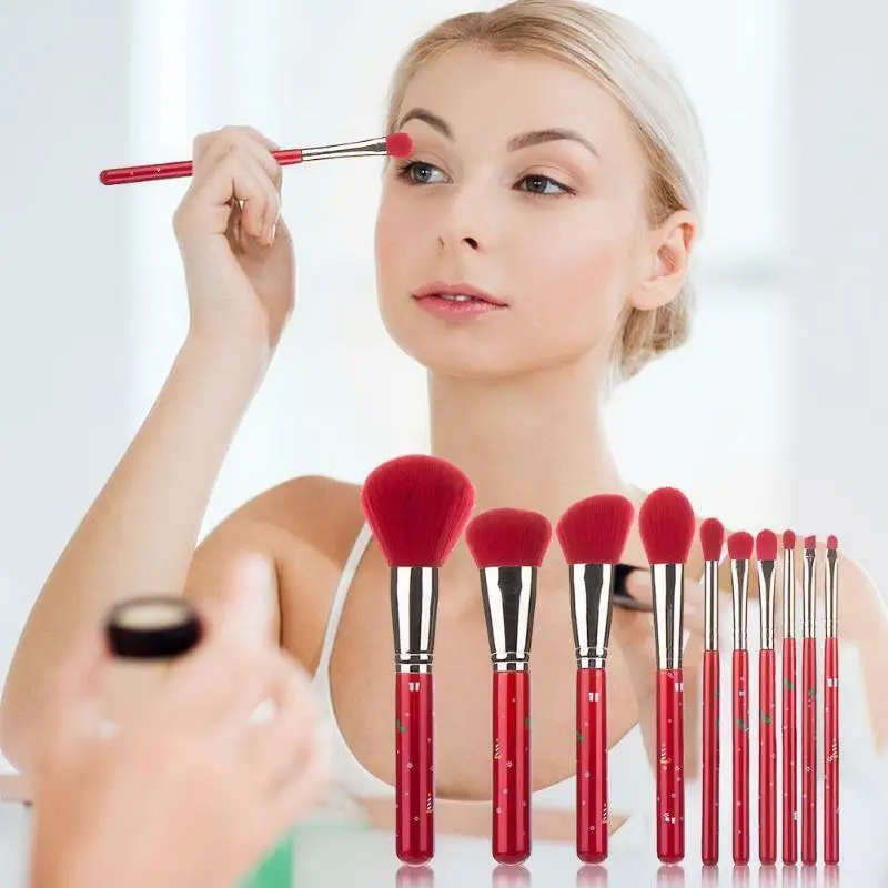 More Than 20 Years Makeup Brush Factory Custom Makeup Brush Set Private Label Flat Top Red Brushes for Make Up