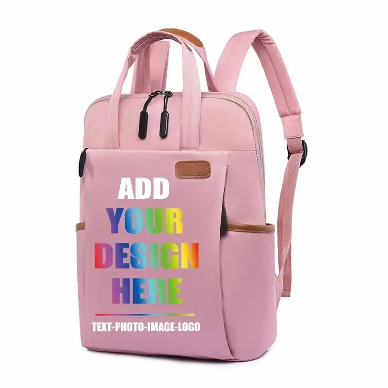 New Custom Ladies Backpack Handbag Printing Design Brand Logo Business Personalized Laptop Computer Travel Bag