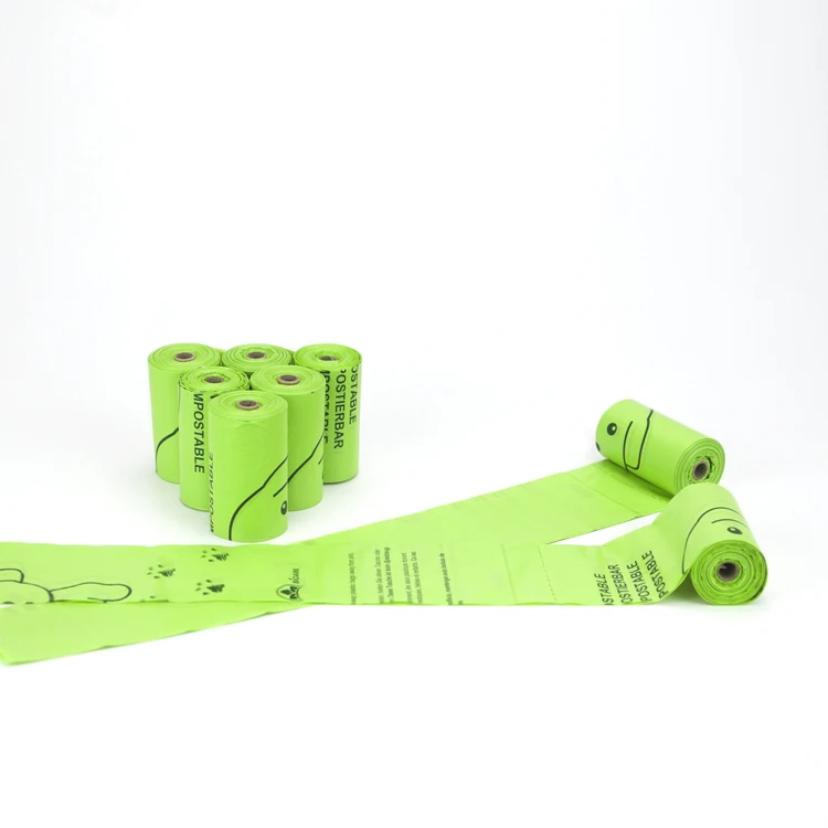 Puda  Factory Biodegradable Compostable Eco Friendly Cornstarch Pet Dog Green Poop Bags