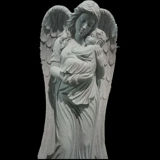 
Light Grey Granite Maria And Baby Jesus Cemetery Statue 