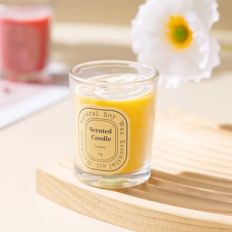 WELLNESS Wholesale Custom Luxury Cute Colours Mini Clear Glass Jar Soy Wax Scenteds Home fragrance Essential Oils Aroma Candle