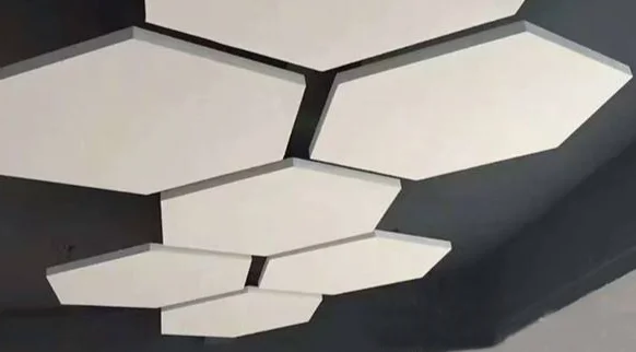 Clocell Acoustic panels for ceiling system / Hexagon shape suspended acoustic fiberglass ceiling tiles