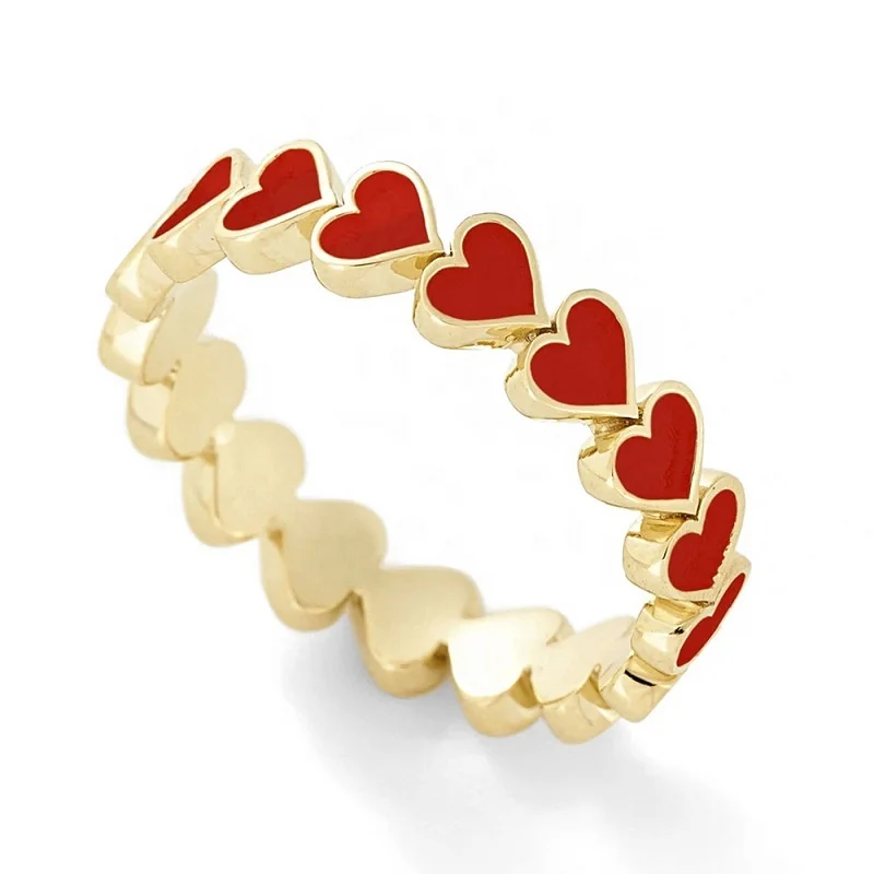 
New Alloy Drip Oil Multicolor Heart Ring For Women 