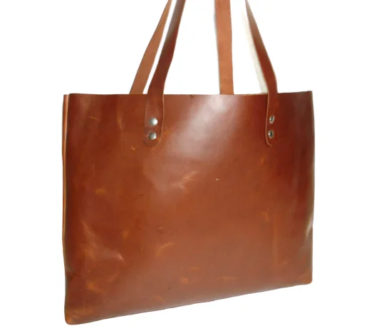 Кожаная сумка-тоут ручной работы большая сумка-шоппер женская сумка через плечо