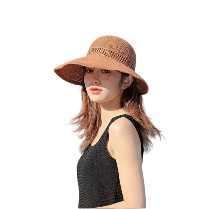 Explosions empty hat, travel sun hat, summer fashion bow hollow straw hat