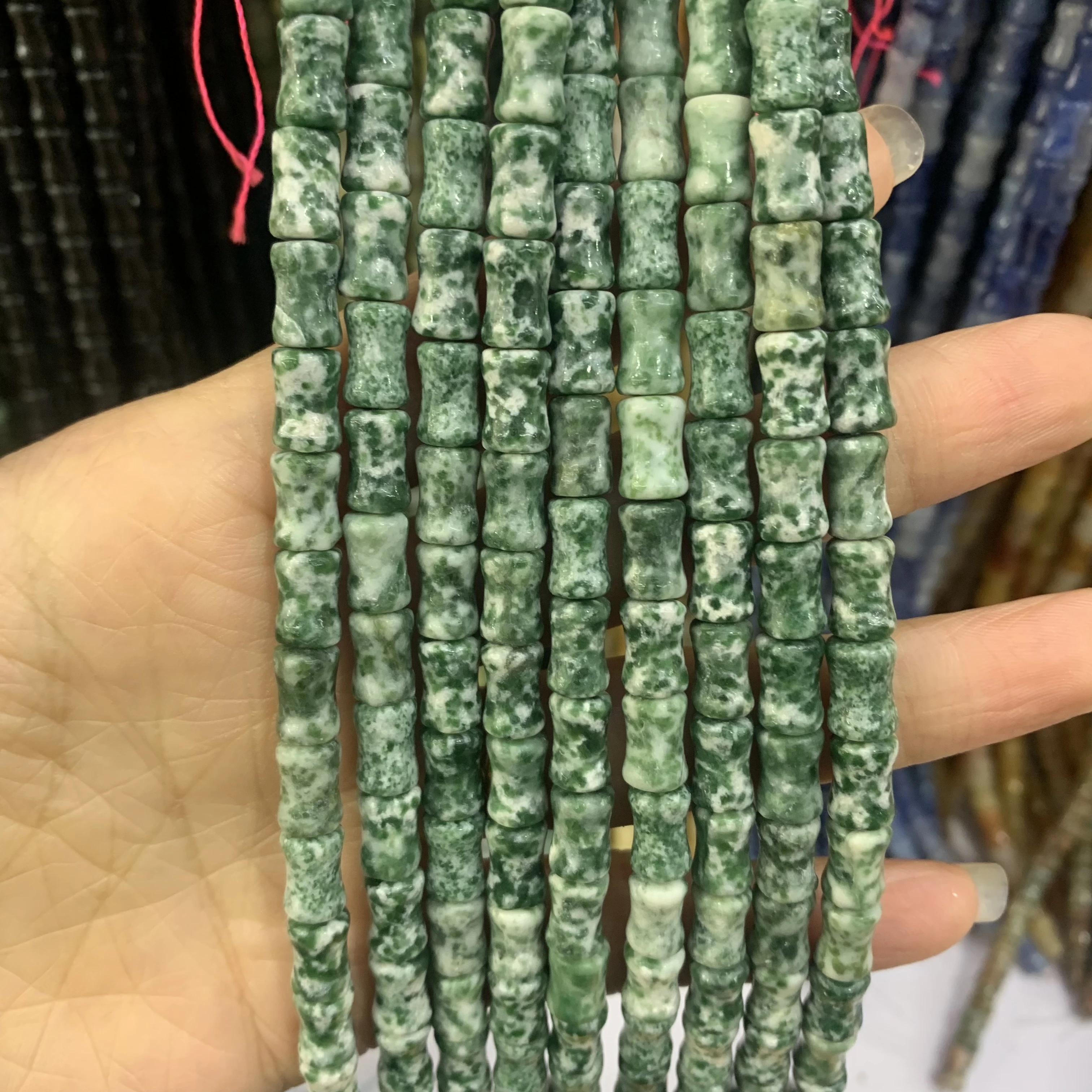 Wholesale 6*9mm Natural Stone tiger eye Jade Crystal Bamboo Shape Bead Loose Spacer Lucky Bead For Jewelry Making