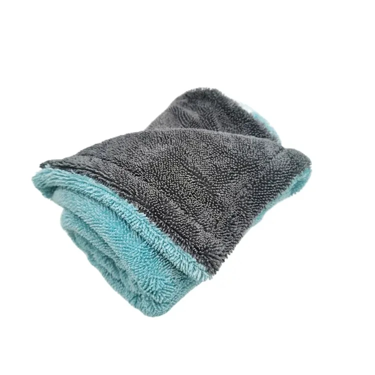 Microfiber Drying Towel for Cars, Trucks, SUVs, Safe for Detailing + Scratch Free, Twist Loop, 1100gsm, 16in x 16in, Blue/Gray