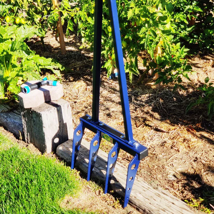JH-Mech Mindful Farm Lawn Ergonomic Lightweight 5 Tines Loosen Soil Digging Green Carbon Steel Broad Fork