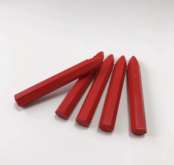 Hexagonal jumbo size fluorescent industrial red color crayon fluorescent medical crayon neon marking crayon for lumber wood