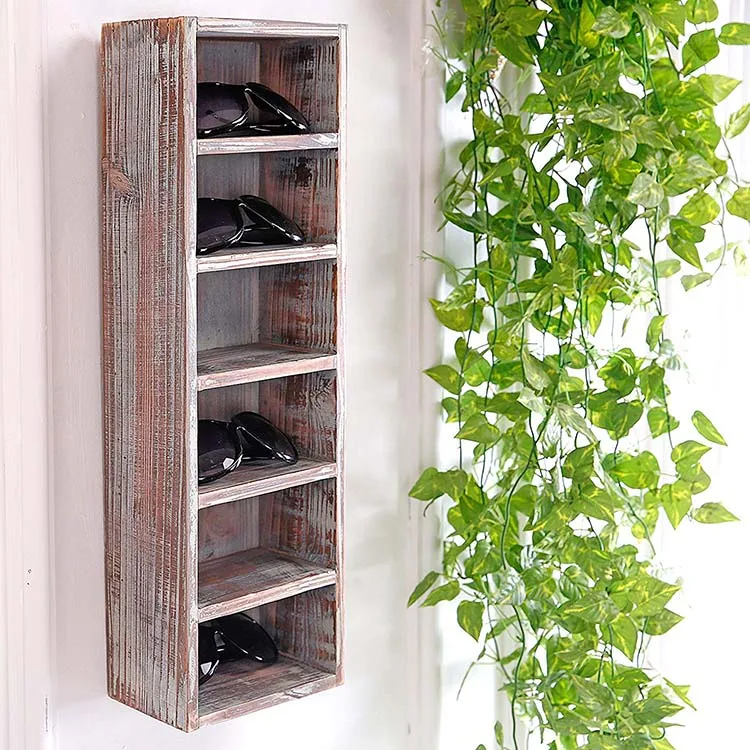 Rustic Home Decoration Vertical Storage Sunglasses Display Case Stand Wall Shelves Floating Shelves For Wall