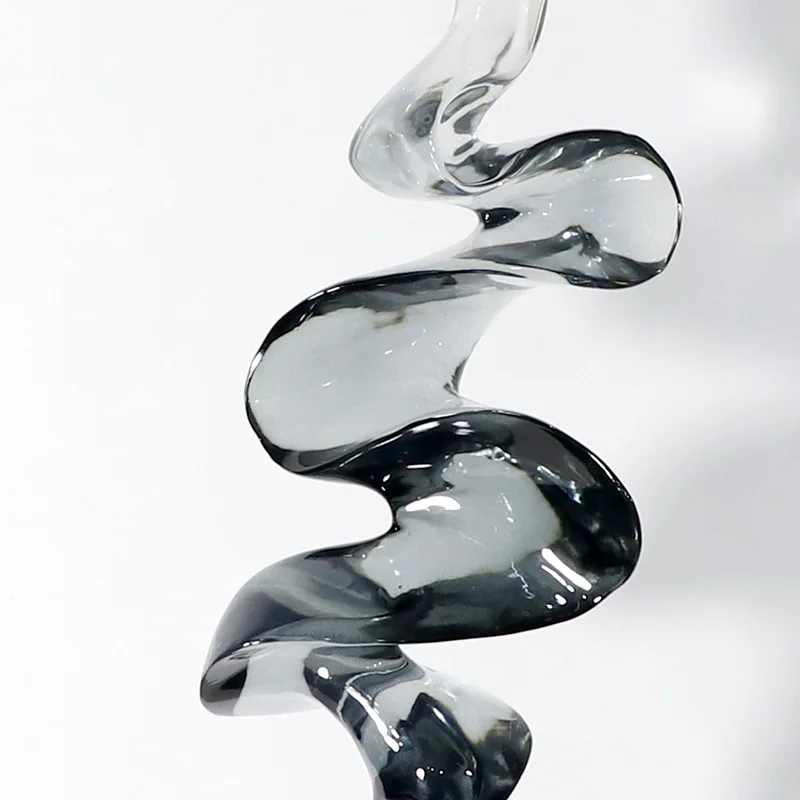 Modern Light Luxury Creative Transparent Resin Abstract Ribbon Sculpture Living Room TV Table Wine Rack Showcase Soft Decoration