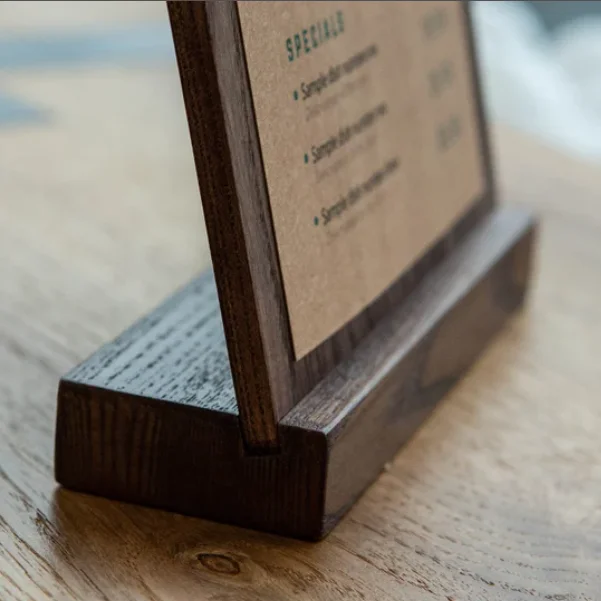 Restaurant Table Tents Menu Board Wood Table Stand Menu Holder Wooden Sign Holder Menu Covers Wedding Signs Clip Board