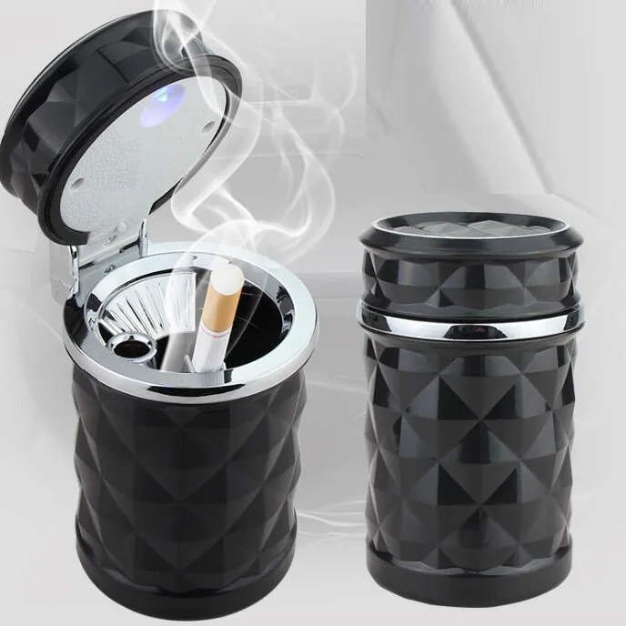 ABS fireproof Portable Car Travel Cigarette Cylinder LED Ashtray Holder Cup SW200478