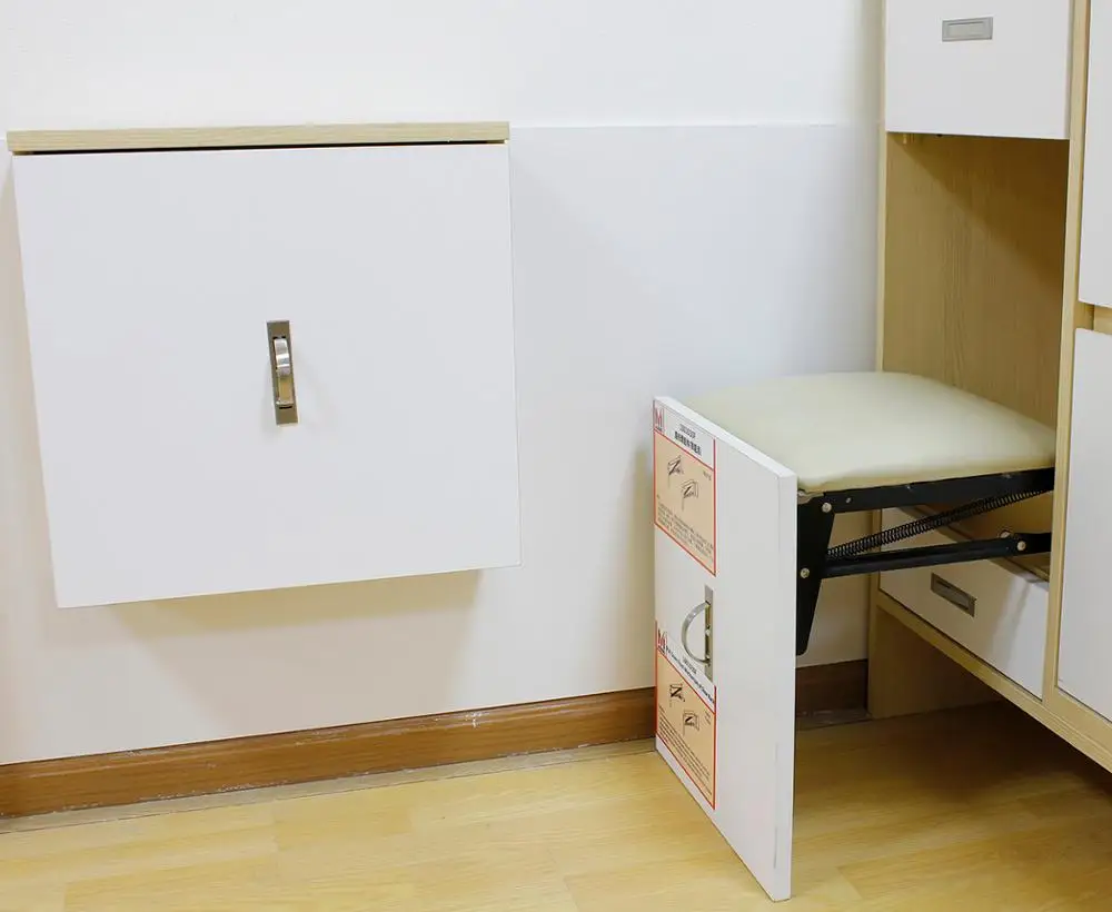 Hidden Pull Down Stool Mechanism for Shoe Rack Cabinet