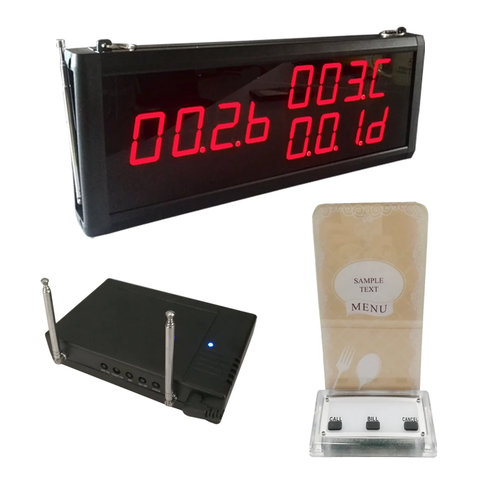 KOQI Wireless Restaurant Waiter Buzzer System Display Panel with Menu Holder Button Transmitter