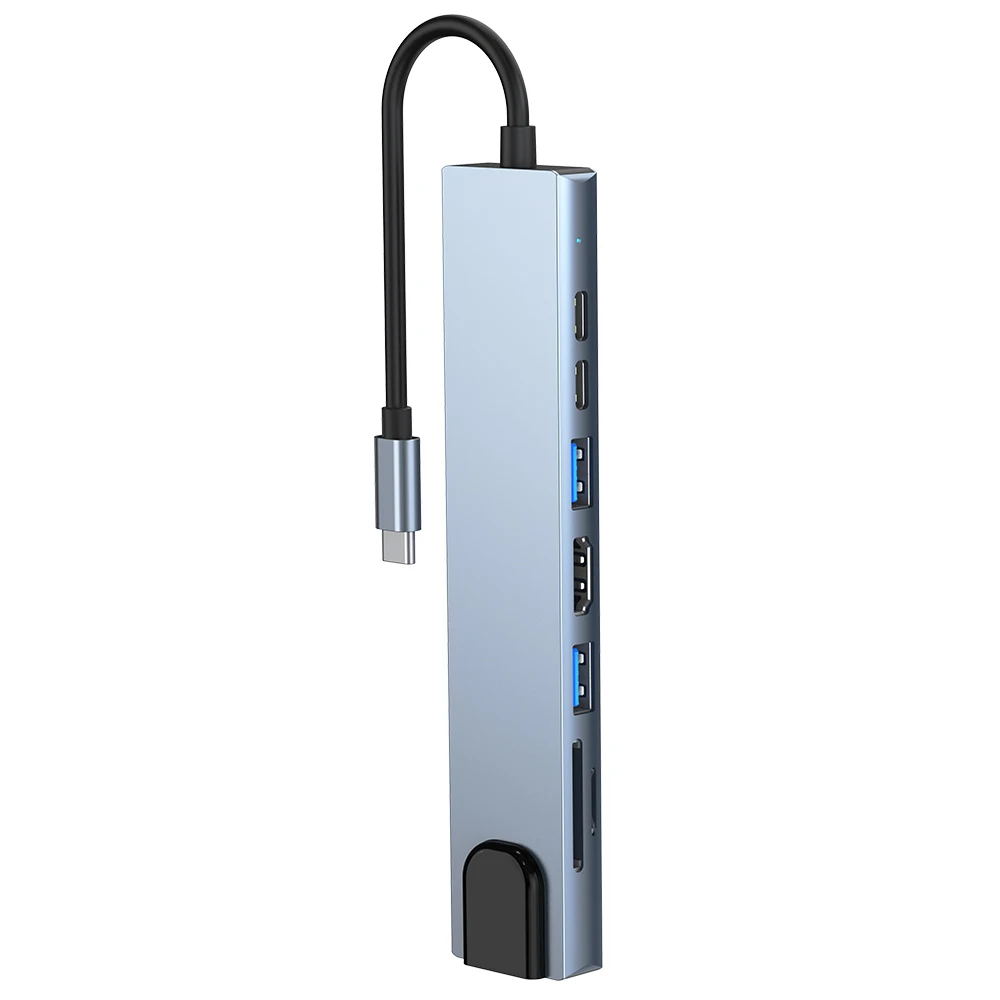 USB C док-станция 8 в 1 взаимный обмен данными между компьютером и периферийными устройствами концентратор с 4K HD USBC PD двойной кабель для зарядки данных SD устройство считывания tf-карт LAN