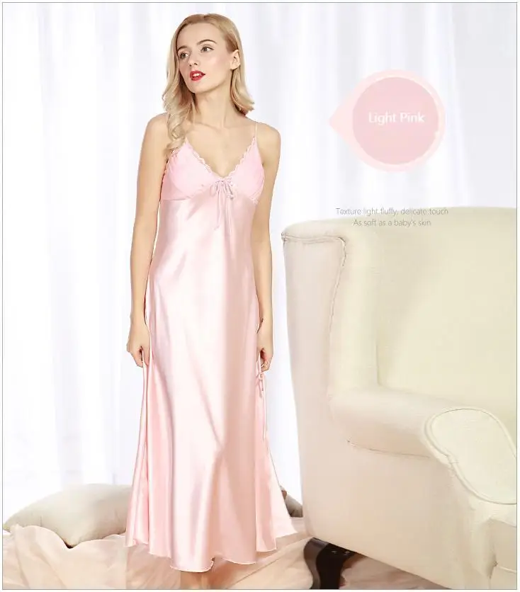 Fashion Premium French Satin Slip Dress Satin Lace Pajamas Home Suspender Skirt Sexy Large Backless Sling Nightdress