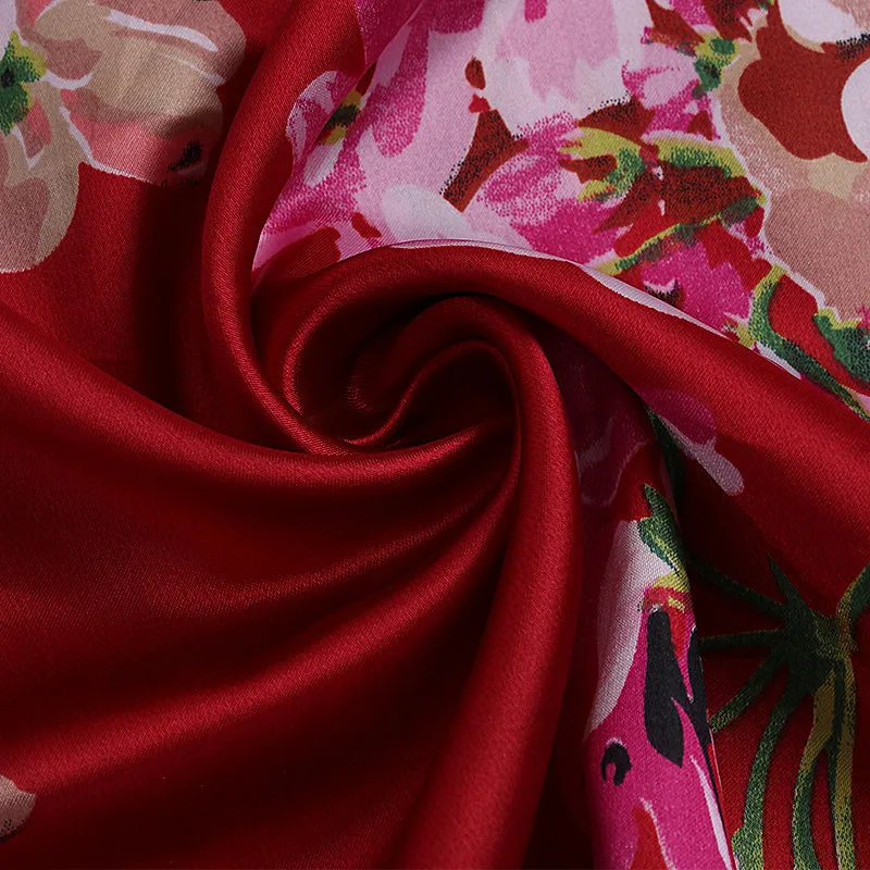Factory Wholesale 100% Polyester Big Flowers Satin Fabric For Garment