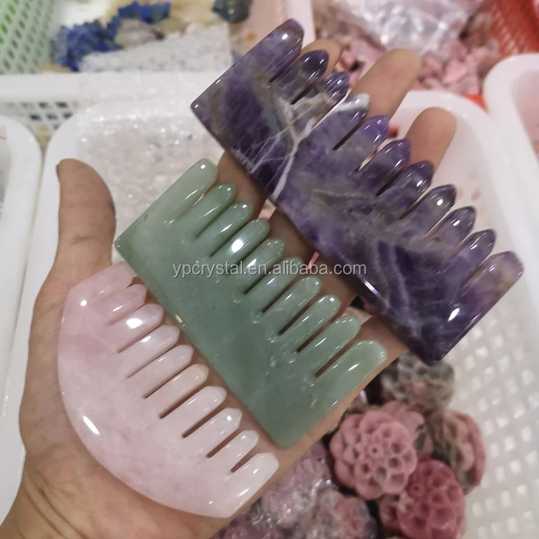 Health Massage Crystal Gemstone Articles Amethyst Crystal Jade Comb Craft