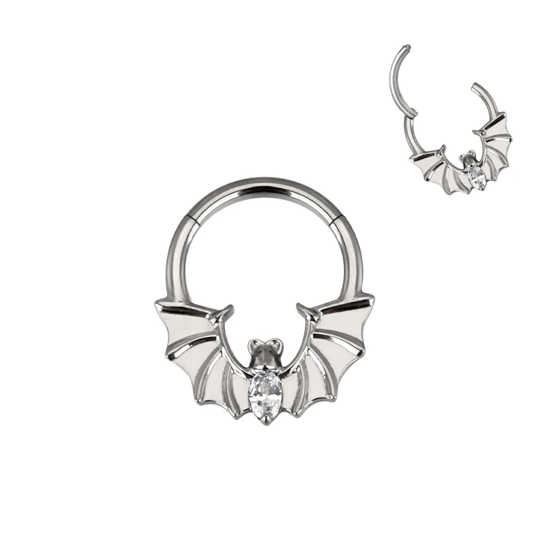 GZN Newest Implanted Grade Titanium Segment Hinged Clickers Ring Bat Septum Hoops Ring Nose Ear Body Piercing Jewelry Wholesale