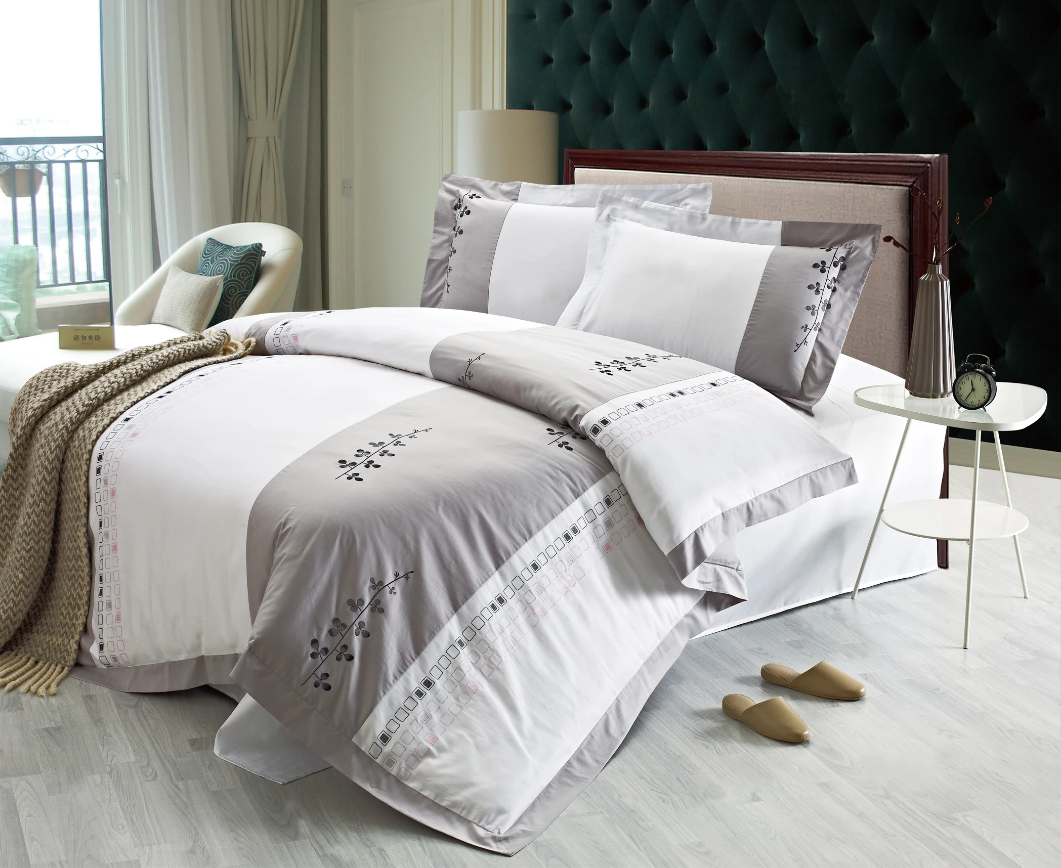 
4 piece luxury home duvet cover bedding set 100% cotton 