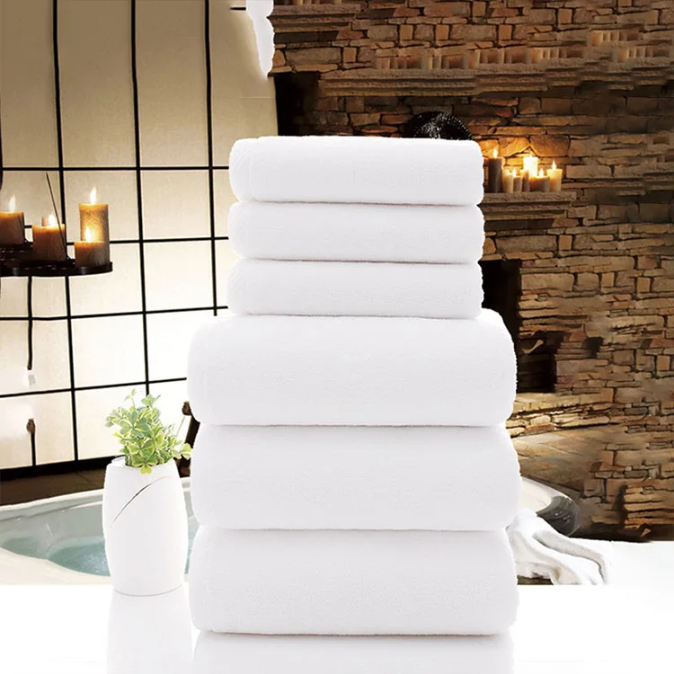 YIASHONE 100% Cotton Pure White Luxury Hotel Bath Towels Solid Color Set with High Water Absorption
