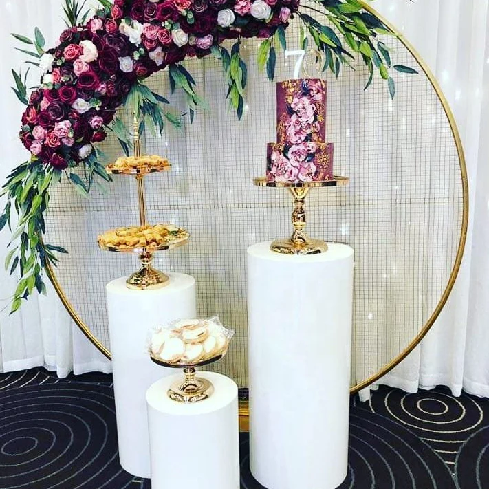 Acrylic Cylinder Pedestals Stand for events square Display Platform White Acrylic Party Round Plinths