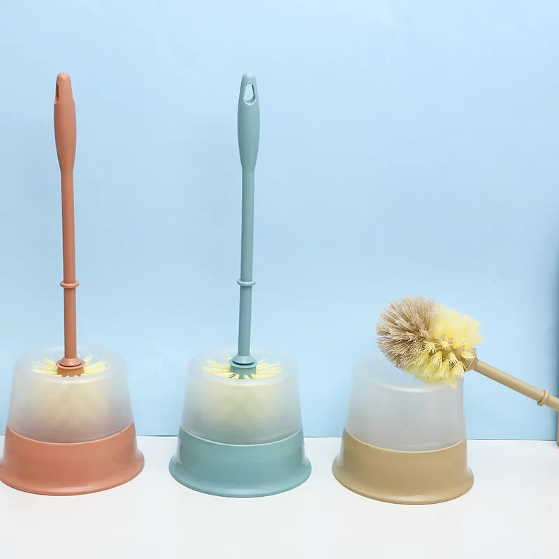 Eco-Friendly Silicone Toilet Brush with Long Handle Hanging Suit for Home Cleaning Wholesale Household Sanitary Brush
