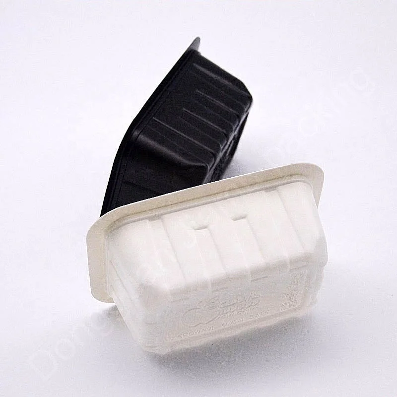 White and black biodegradable plastic food container box
