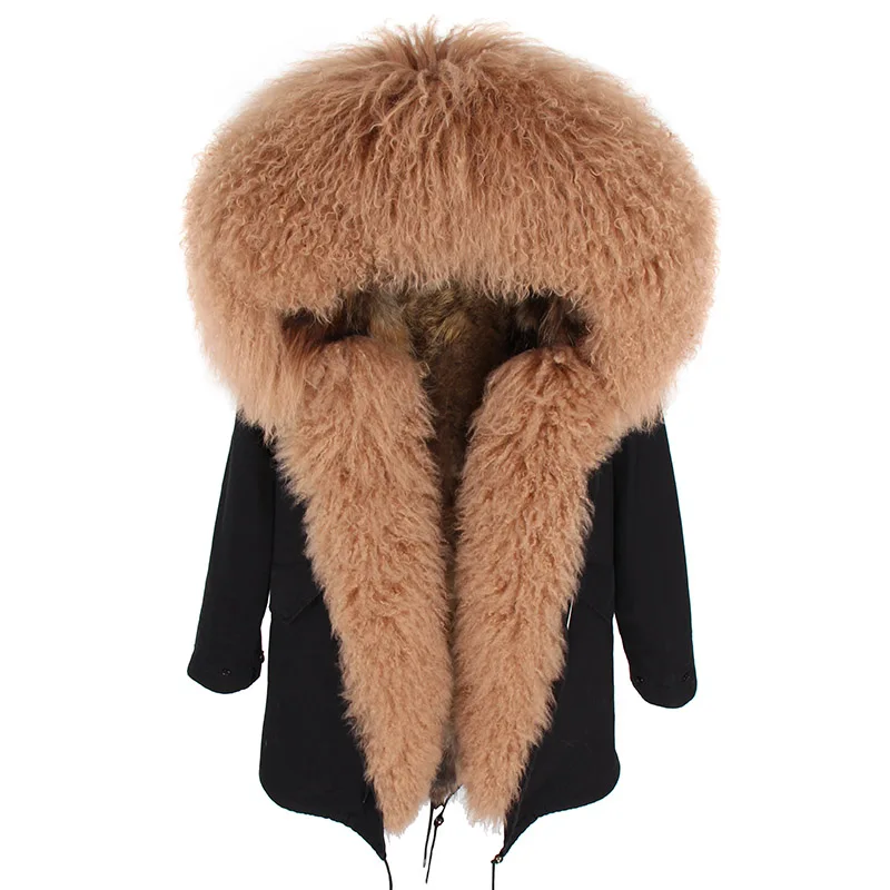 Winter New Large Lamb Fur Collar Fur Removable Raccoon Hair Inner Bladder Slimming Coat