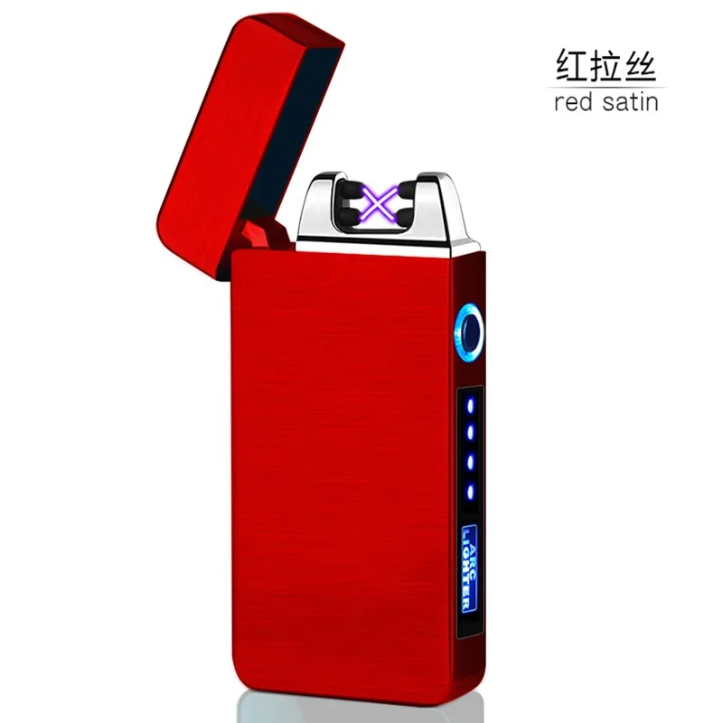 Windproof power display usb charging dual arc electronic lighter with opp/gift box