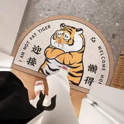 DIY cutting anti slip pvc floor mat water-proof coir doormat stain resistance tiger shape door mats for home