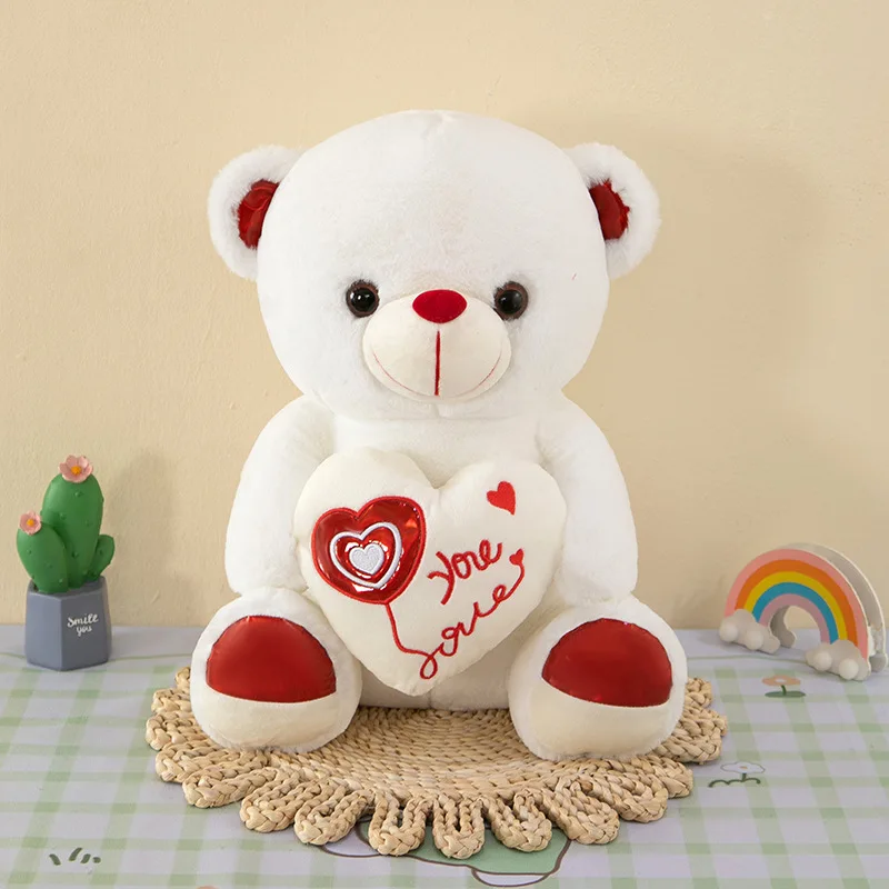 Love Heart Teddy Bear Stuffed Animal Plush Toys Couple Dolls Wedding Decoration Birthday Valentines Gifts