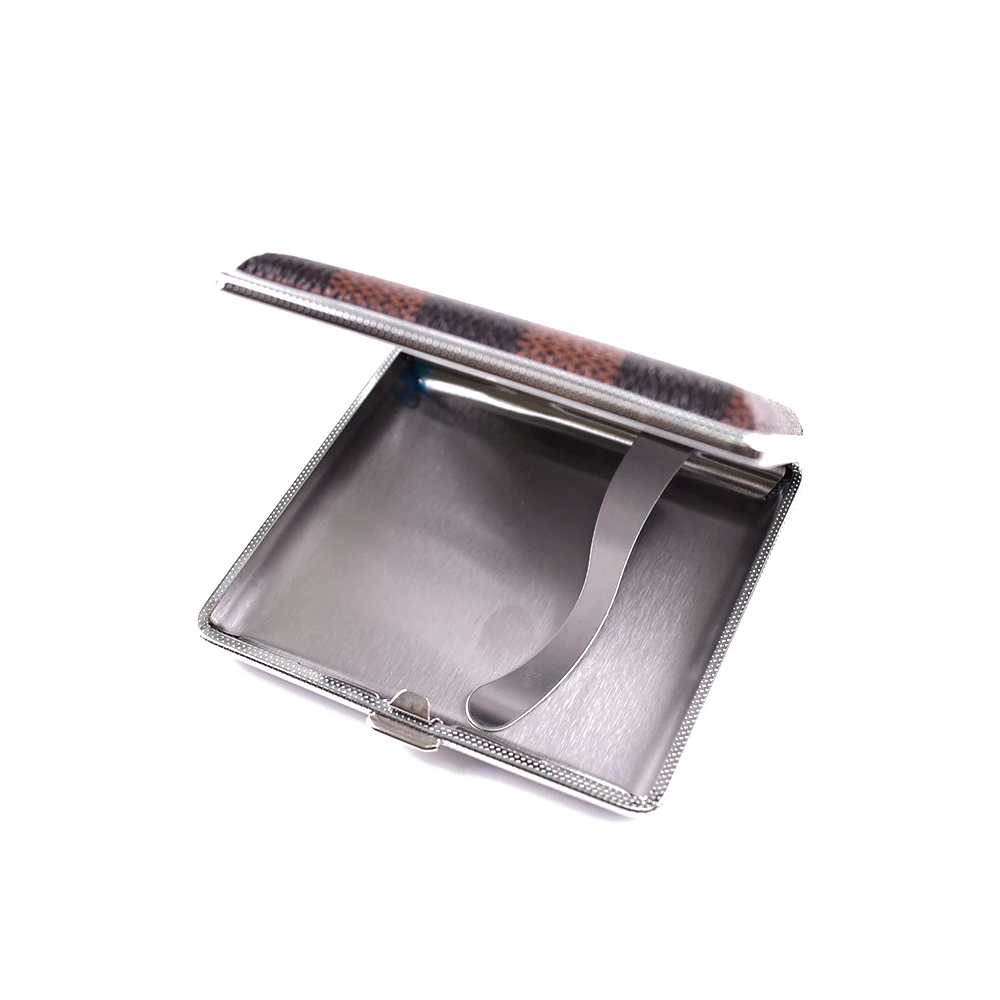 wholesale custom logo classic style portable black high quality cigarette case leather 20pcs