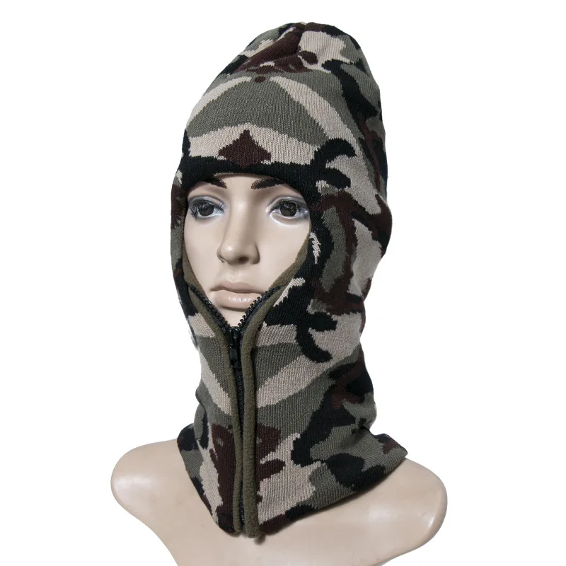 One Hole Sports Green Camouflage Balaclava Ski Mask Manufacturers Zip Up Ski Mask