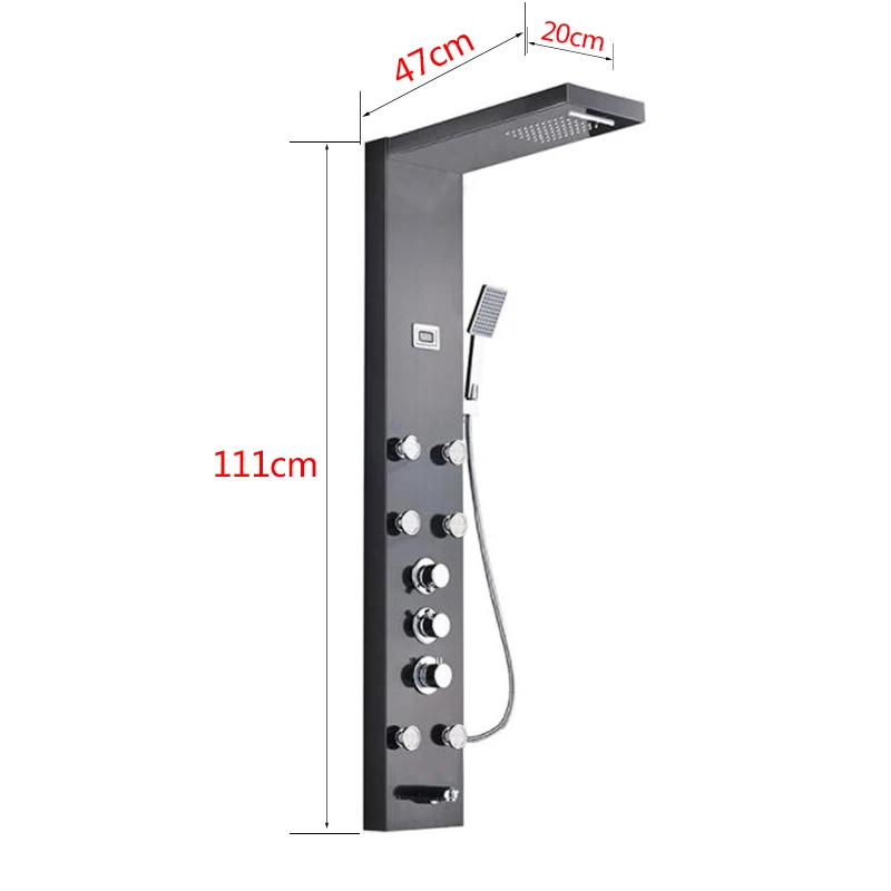 Factory Direct Sale Bathroom Luxury Shower Plate Wall Mounted Stainless Steel Massage Body Jet Head Luxury Led Shower Board