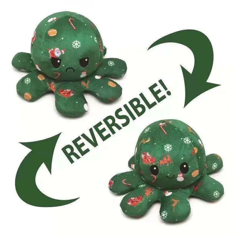 Wholesale Christmas Reversible Octapus Plush Toys Among Us Reversible Octopus Plushie Flip Double-sided Octopus Soft Toys