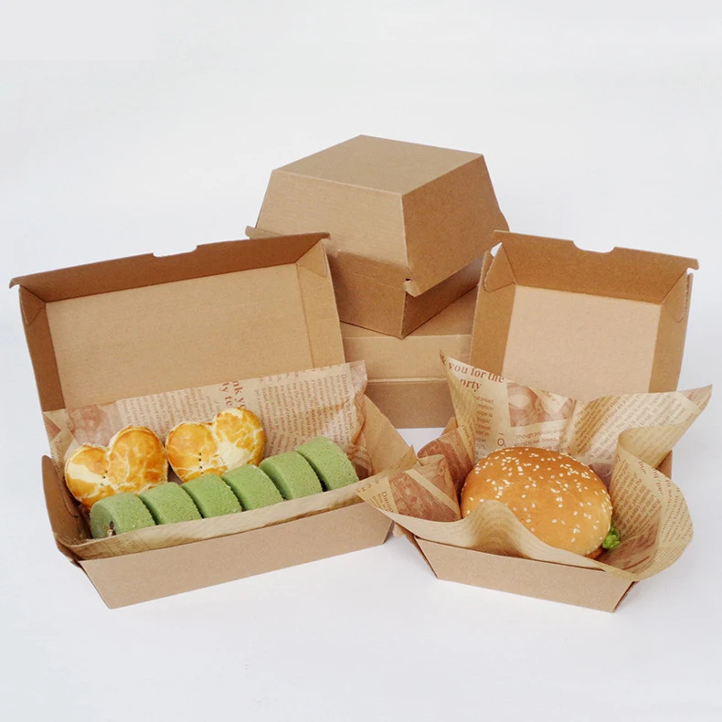 Biodegradable F Flute Burger Box Tray Plain Virgin Kraft Strong Corrugated Snack Box regular family Dinner Box