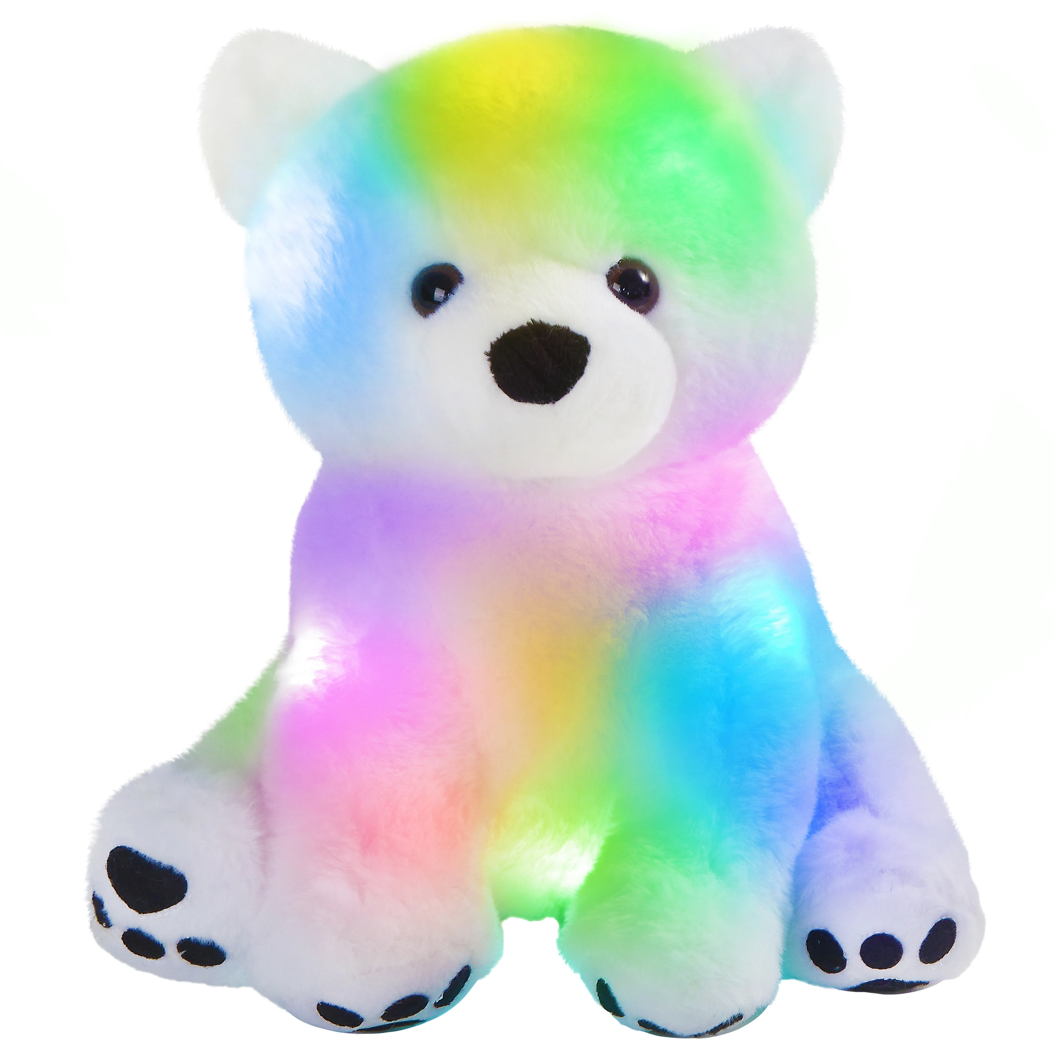 Glowing LED White Polar Bear Toy with Music Light up Soft Stuffed Animal with Night Lights Glow in The Dark Birthday Wholesale