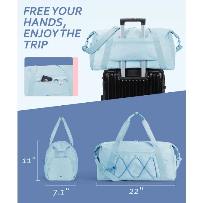 Premium Lightweight Weekender Gym Sports Duffle Bag  With Shoe Compartment For Women Girl Lady