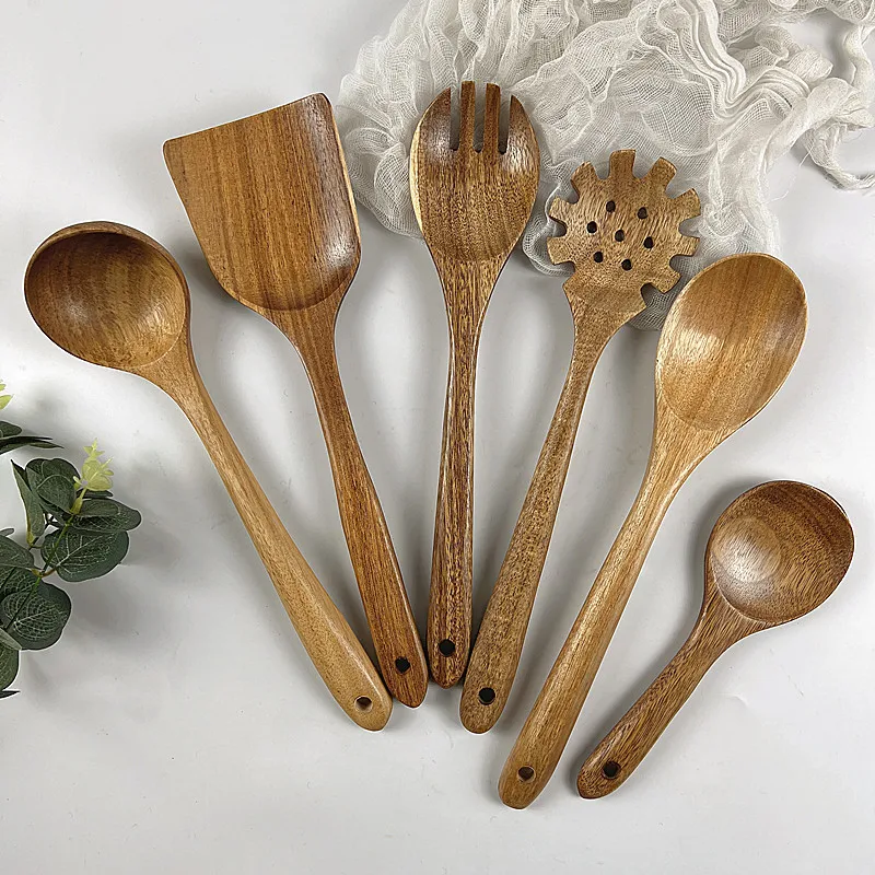 Kitchen Utensils Set  Wooden Cooking Utensil Set Non-stick Pan Kitchen Tool Wooden Cooking Spoons and Spatulas Wooden Spoons