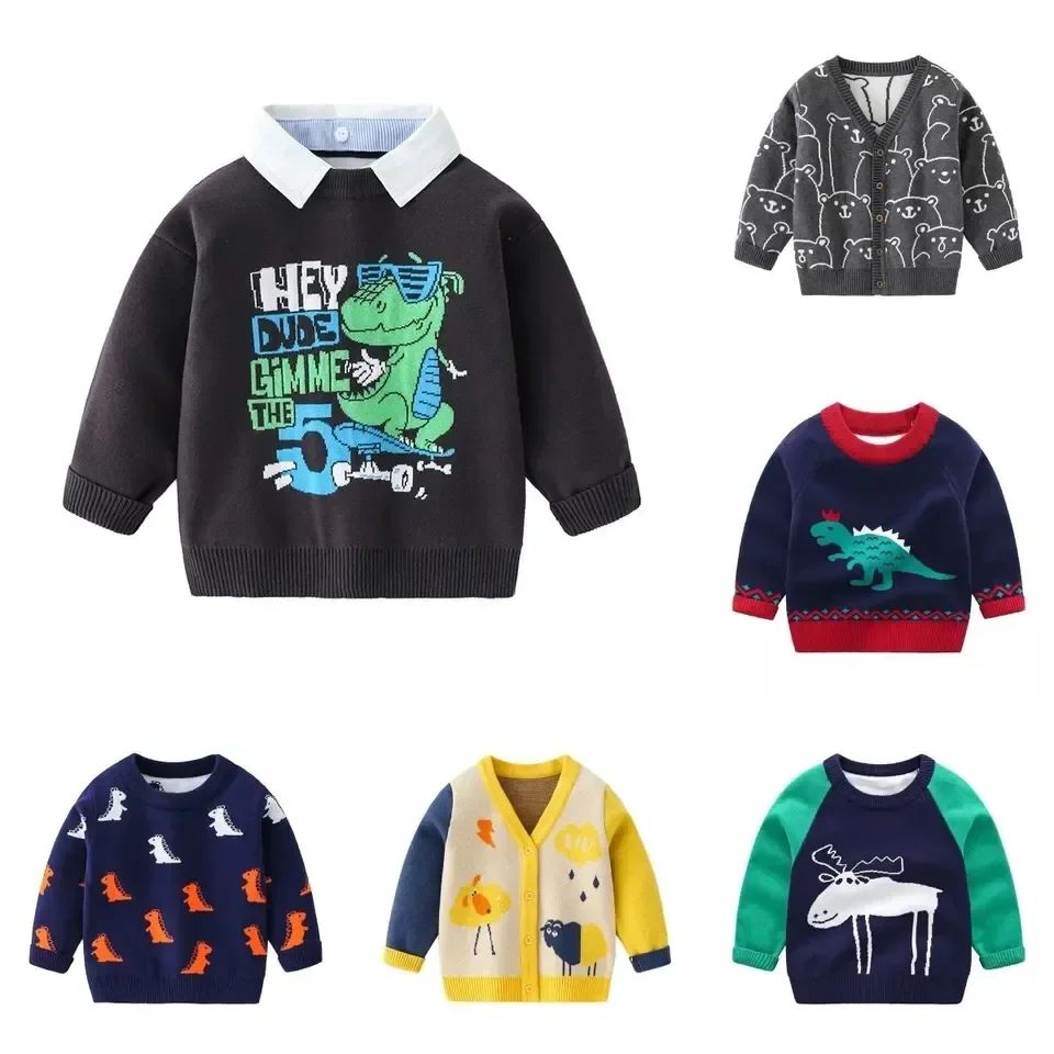 Cashmere Wool Cotton Cardigan Pullover Custom Logo Wholesale Children Boys Girl Kid Knitted Baby Sweater