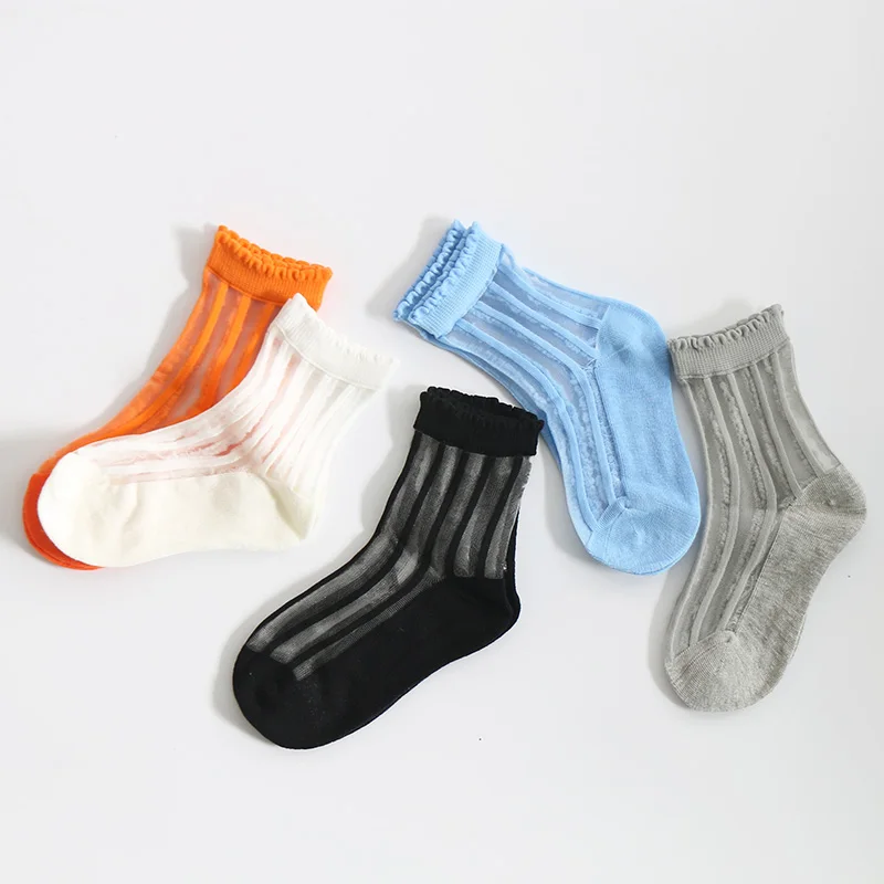 Китайская фабрика, крутые дышащие летние детские носки в полоску с кристаллами