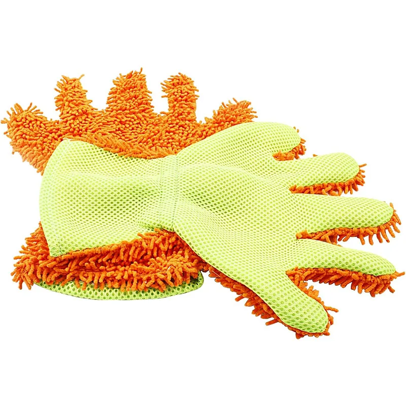 Car Wash Mitt Scratch Free 5-Finger Microfiber Wash Mitts Car Interior Exterior Cleaning Gloves