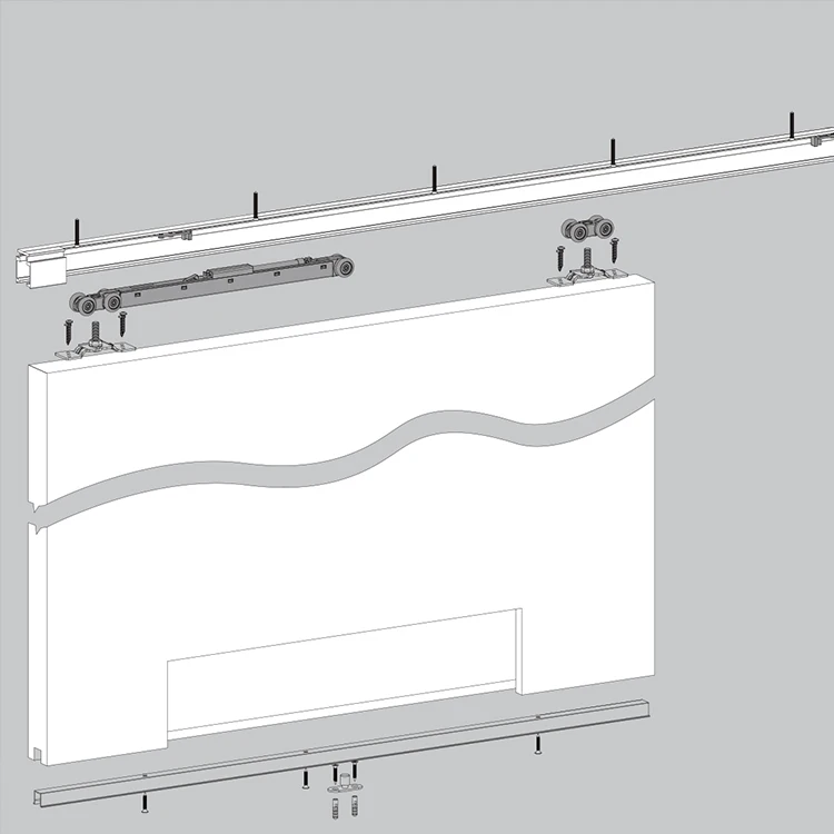 Soft Closing Hanging Sliding Door Hardware Roller Damper Set With Track Rail