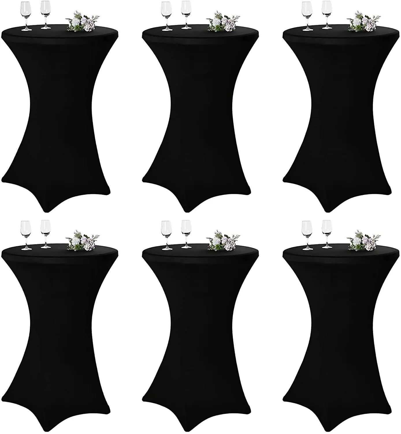 32x43 Inch High Top Round Cocktail Stretch Spandex Table Cover Black White Fitted Elastic Table Cloth