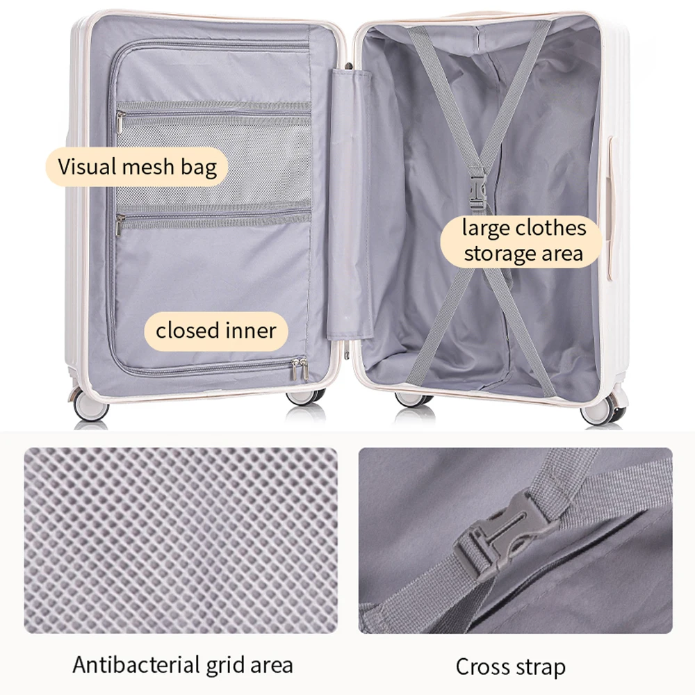 Laptop koffer  to carry pp handle suitcase roller wheels luggage sets with front pocket travel suitcase with zippers