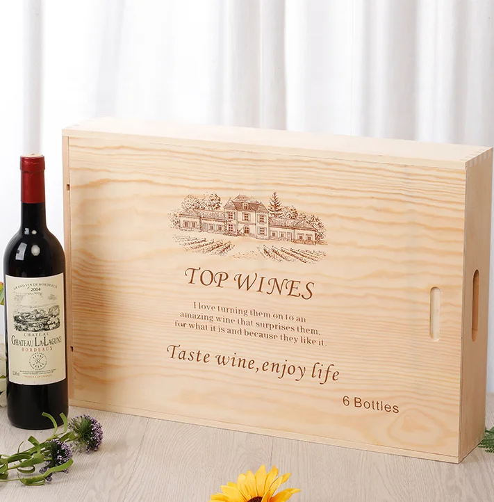
6 bottles wooden box gift box wine wooden box custom 