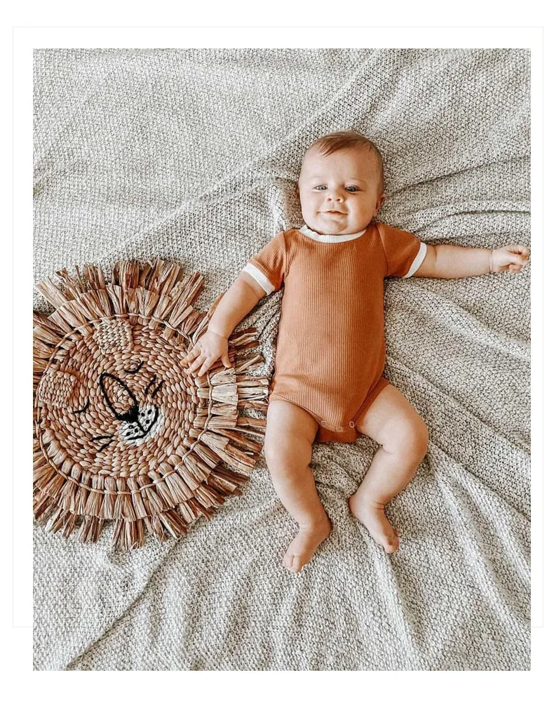 Soft cotton summer fabric newborn Kids short sleeve triangle jumpsuit open file Newborn Romper