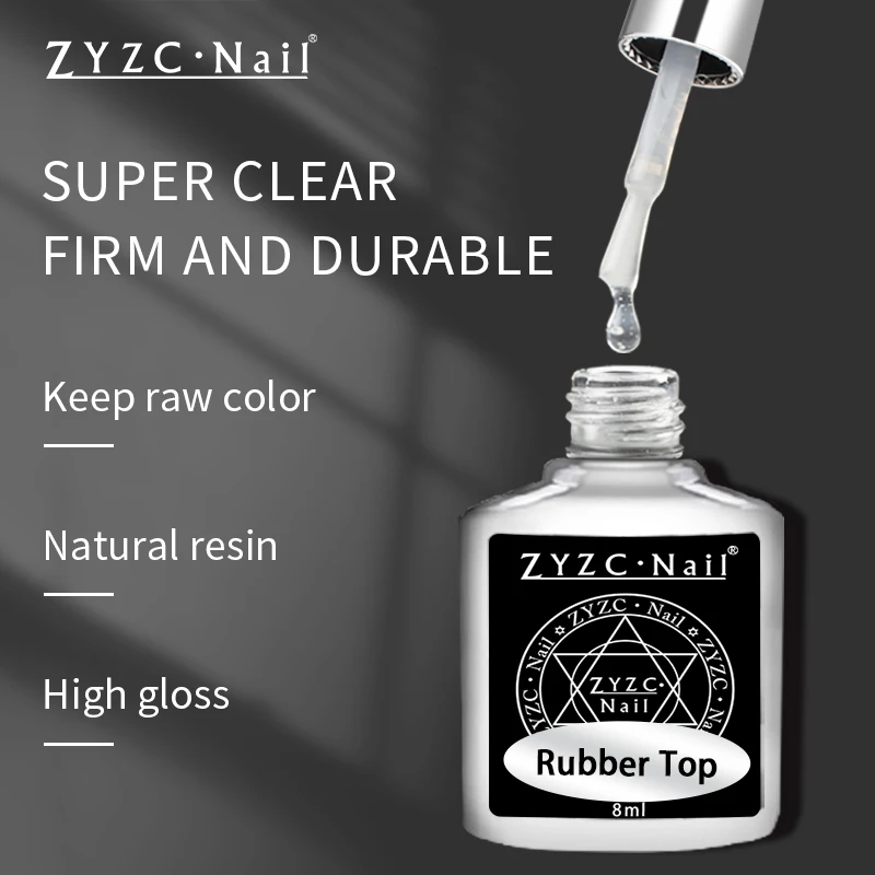 Rubber  top Coat for professional salon nail art use clear color base glue Soak Off UV LED Gel Nails Polish